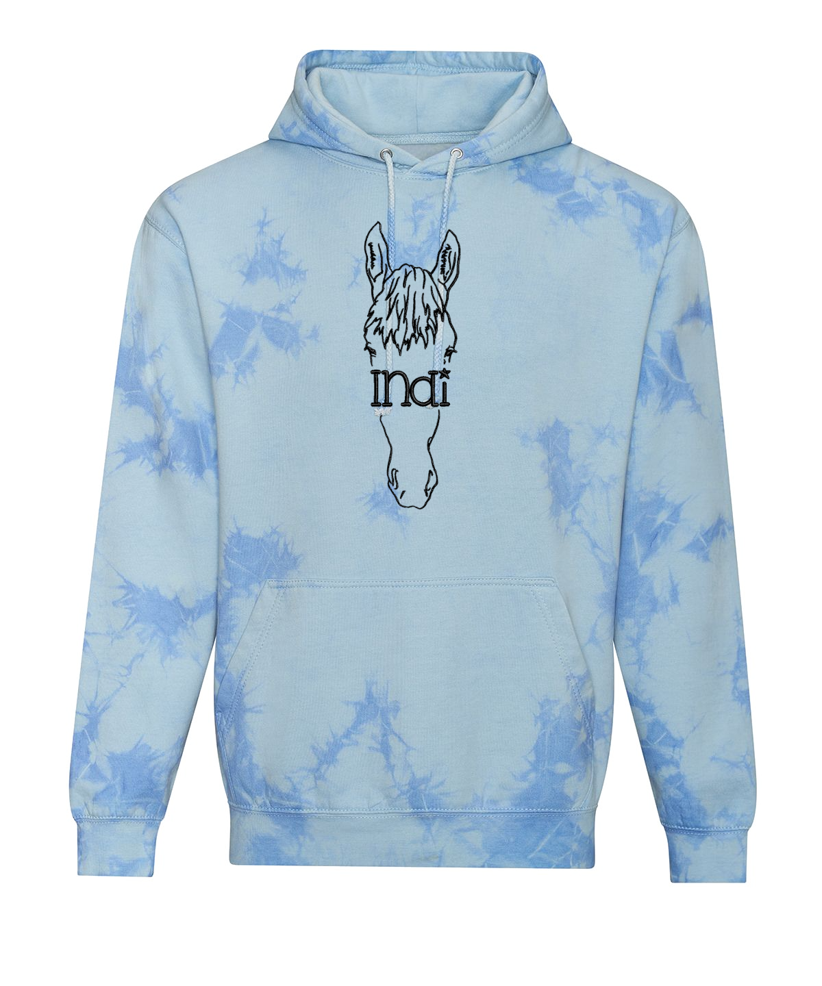 Tie Dye Hoodie Abstract Horse Face Design