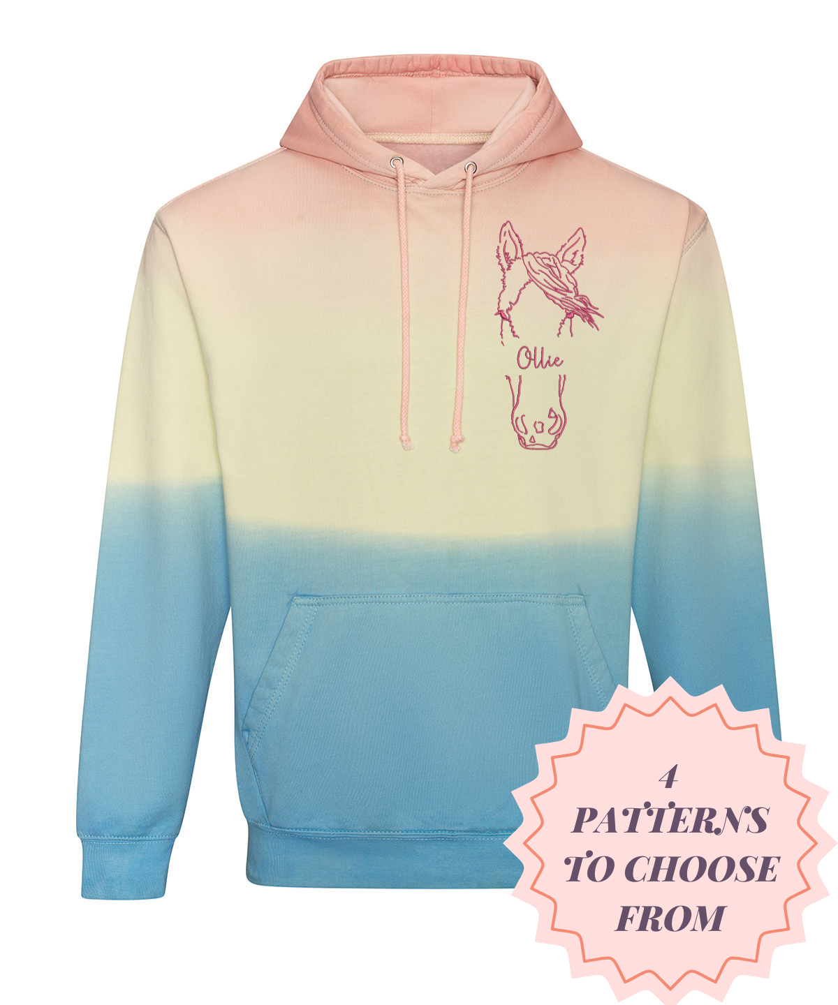 Tie Dye Hoodie Abstract Horse Face Design